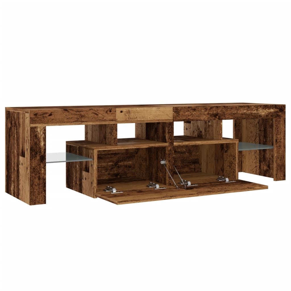 TV Cabinet with LED Lights Old Wood 140x36.5x40 cm Engineered Wood