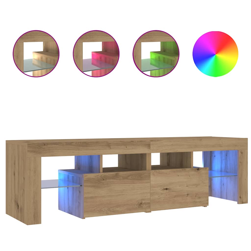 TV Cabinet with LED Lights Artisan Oak 140x36.5x40 cm Engineered Wood