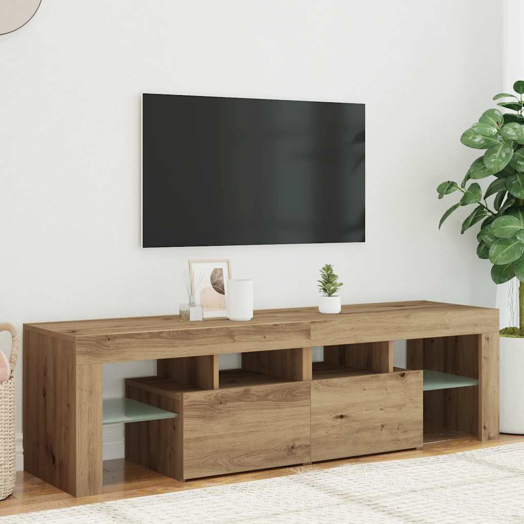 TV Cabinet with LED Lights Artisan Oak 140x36.5x40 cm Engineered Wood