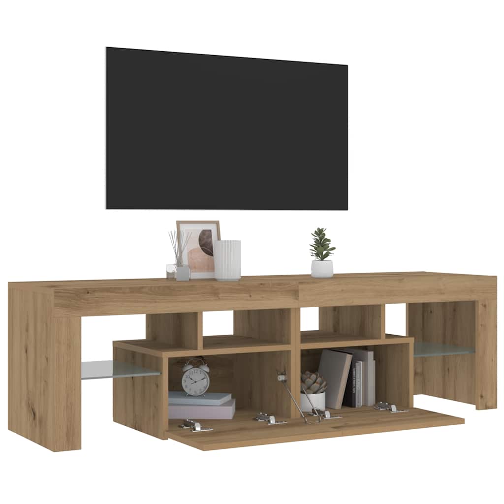 TV Cabinet with LED Lights Artisan Oak 140x36.5x40 cm Engineered Wood