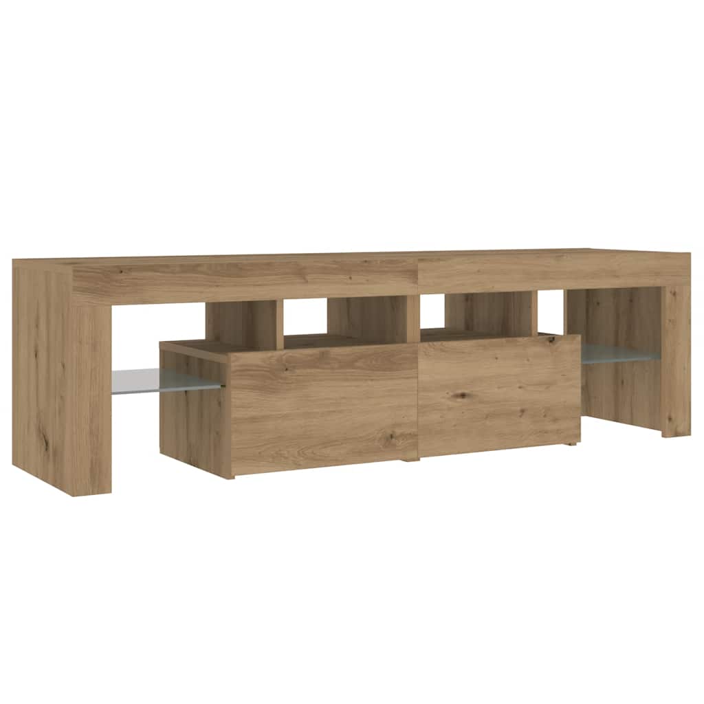 TV Cabinet with LED Lights Artisan Oak 140x36.5x40 cm Engineered Wood