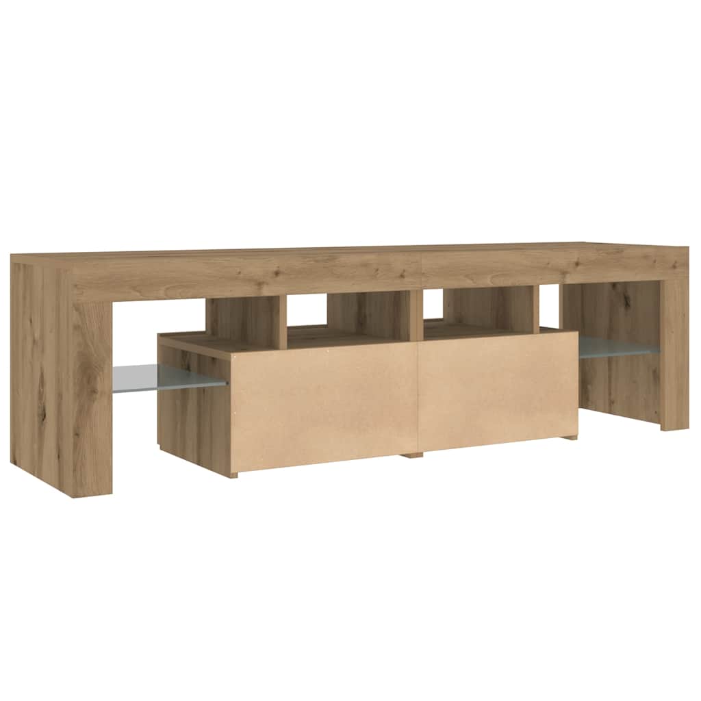 TV Cabinet with LED Lights Artisan Oak 140x36.5x40 cm Engineered Wood