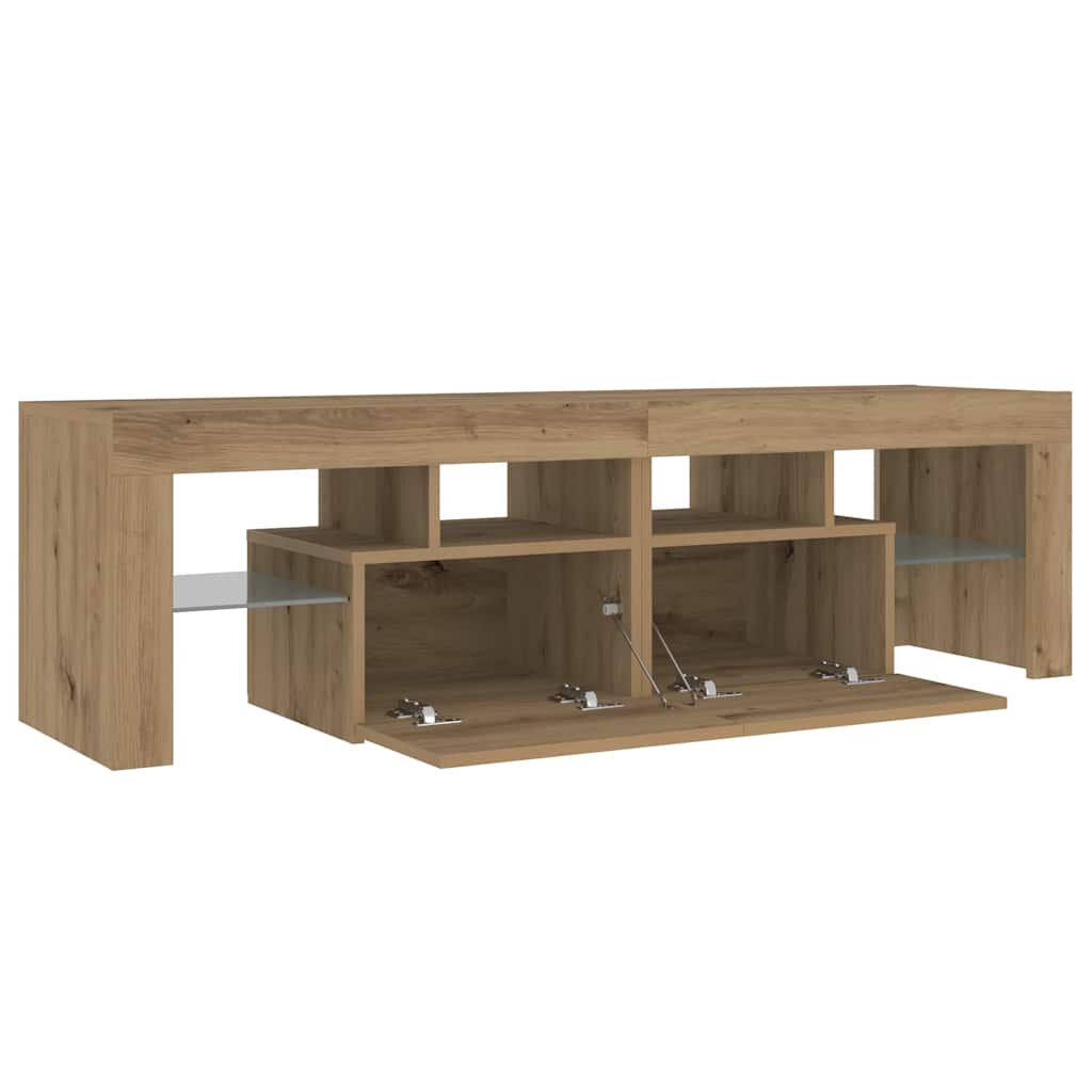 TV Cabinet with LED Lights Artisan Oak 140x36.5x40 cm Engineered Wood