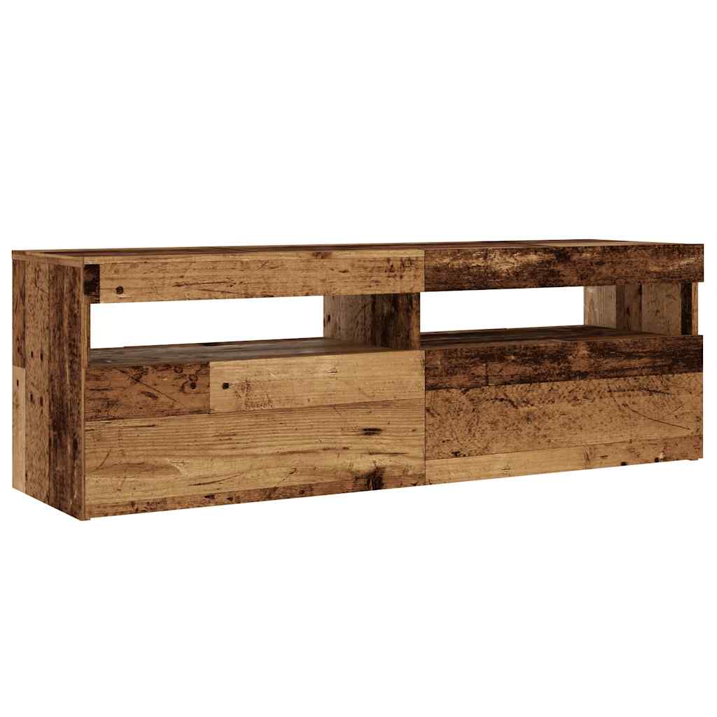 TV Cabinet with LED Lights Old Wood 120x35x40 cm Engineered Wood