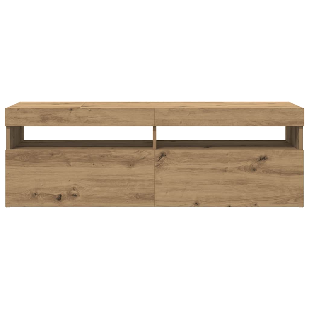 TV Cabinet with LED Lights Artisan Oak 120x35x40 cm Engineered Wood