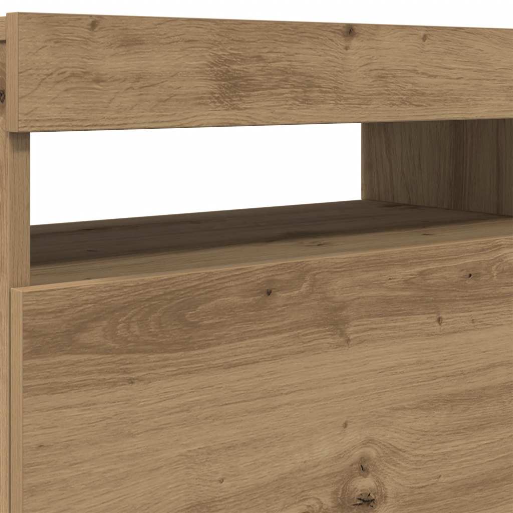 TV Cabinet with LED Lights Artisan Oak 120x35x40 cm Engineered Wood
