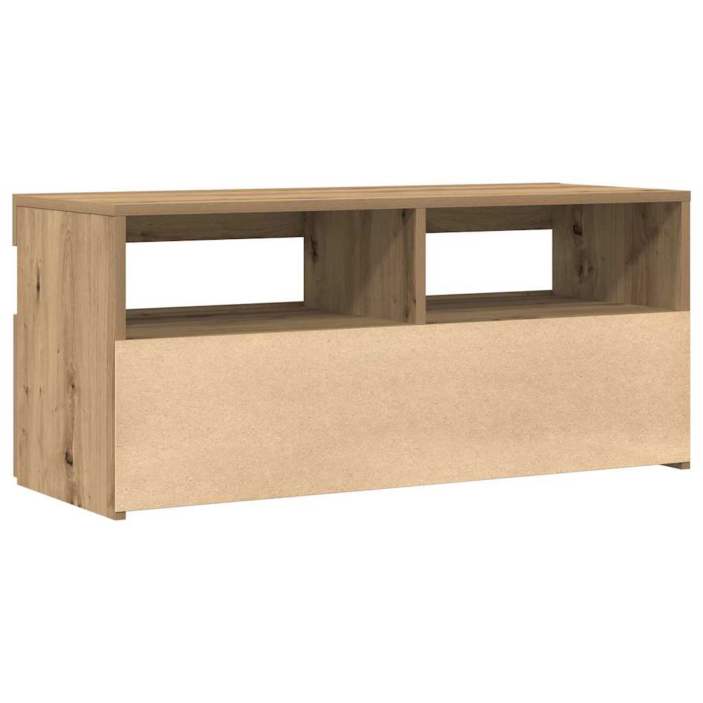 TV Cabinet with LED Lights Artisan Oak 90x35x40 cm Engineered Wood