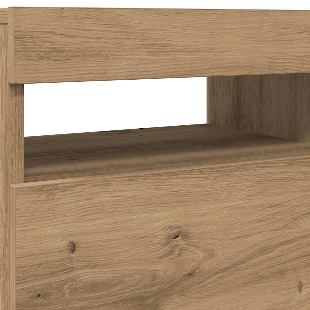 TV Cabinet with LED Lights Artisan Oak 90x35x40 cm Engineered Wood