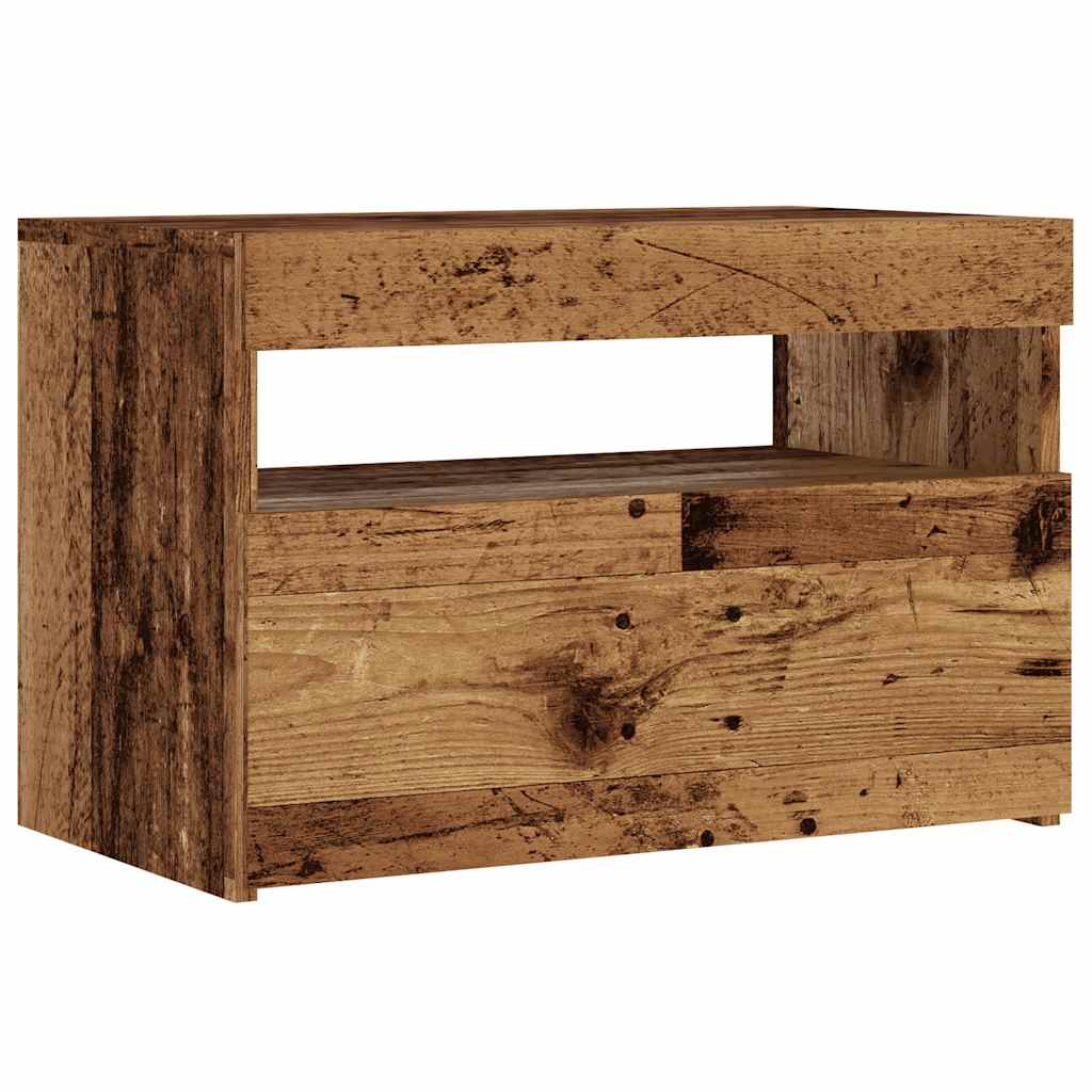 TV Cabinet with LED Lights Old Wood 60x35x40 cm Engineered Wood