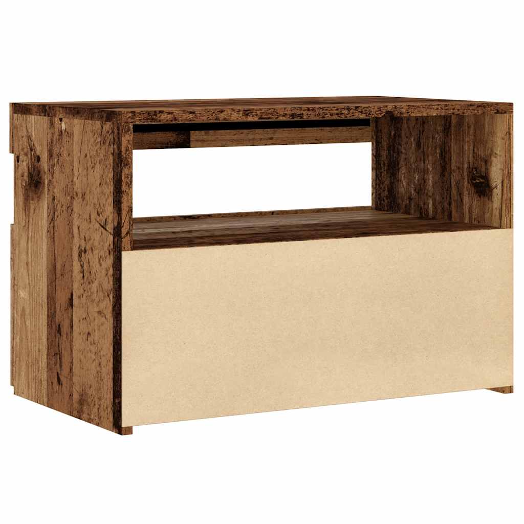 TV Cabinet with LED Lights Old Wood 60x35x40 cm Engineered Wood
