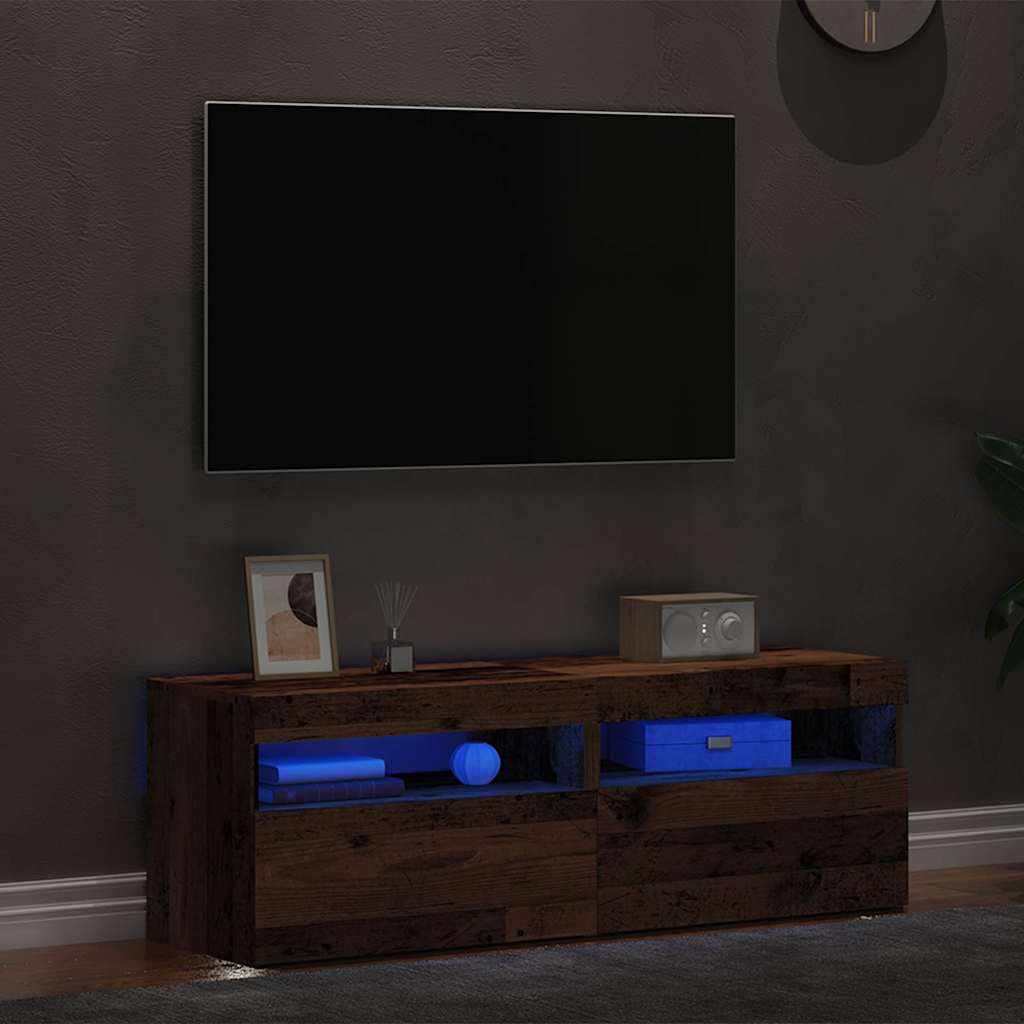TV Cabinets with LED Lights 2 pcs Old Wood Engineered Wood