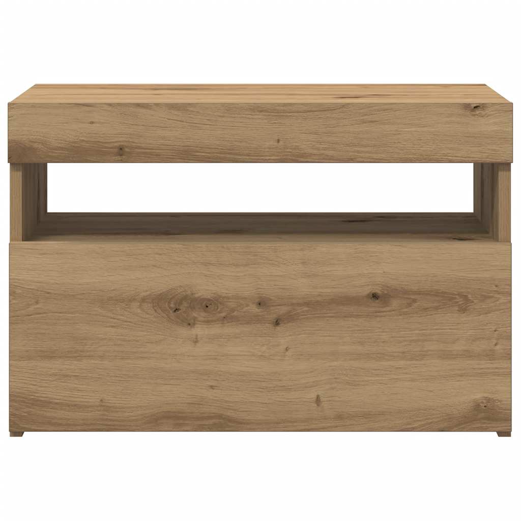 TV Cabinet with LED Lights Artisan Oak 60x35x40 cm Engineered Wood