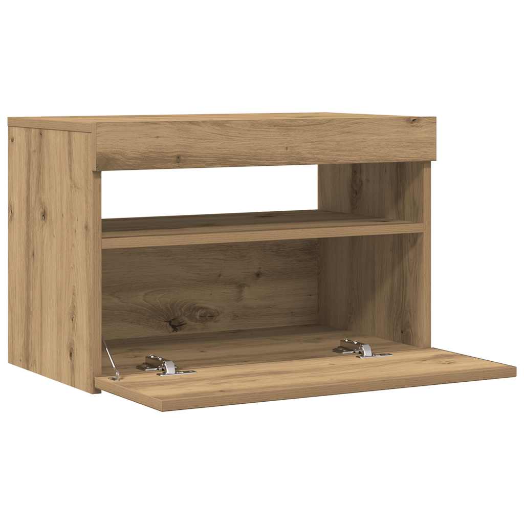 TV Cabinet with LED Lights Artisan Oak 60x35x40 cm Engineered Wood