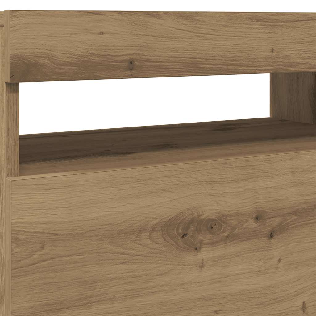 TV Cabinet with LED Lights Artisan Oak 60x35x40 cm Engineered Wood
