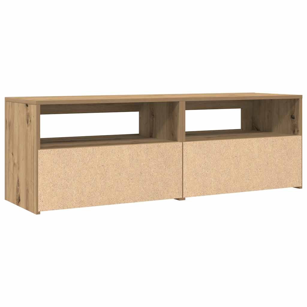 TV Cabinet with LED Lights Artisan Oak 120x35x40 cm Engineered Wood