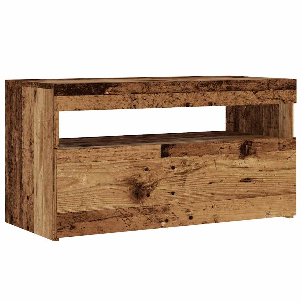 TV Cabinet with LED Lights Old Wood 75x35x40 cm Engineered Wood