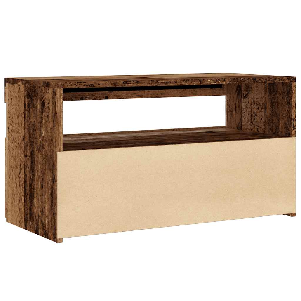TV Cabinet with LED Lights Old Wood 75x35x40 cm Engineered Wood