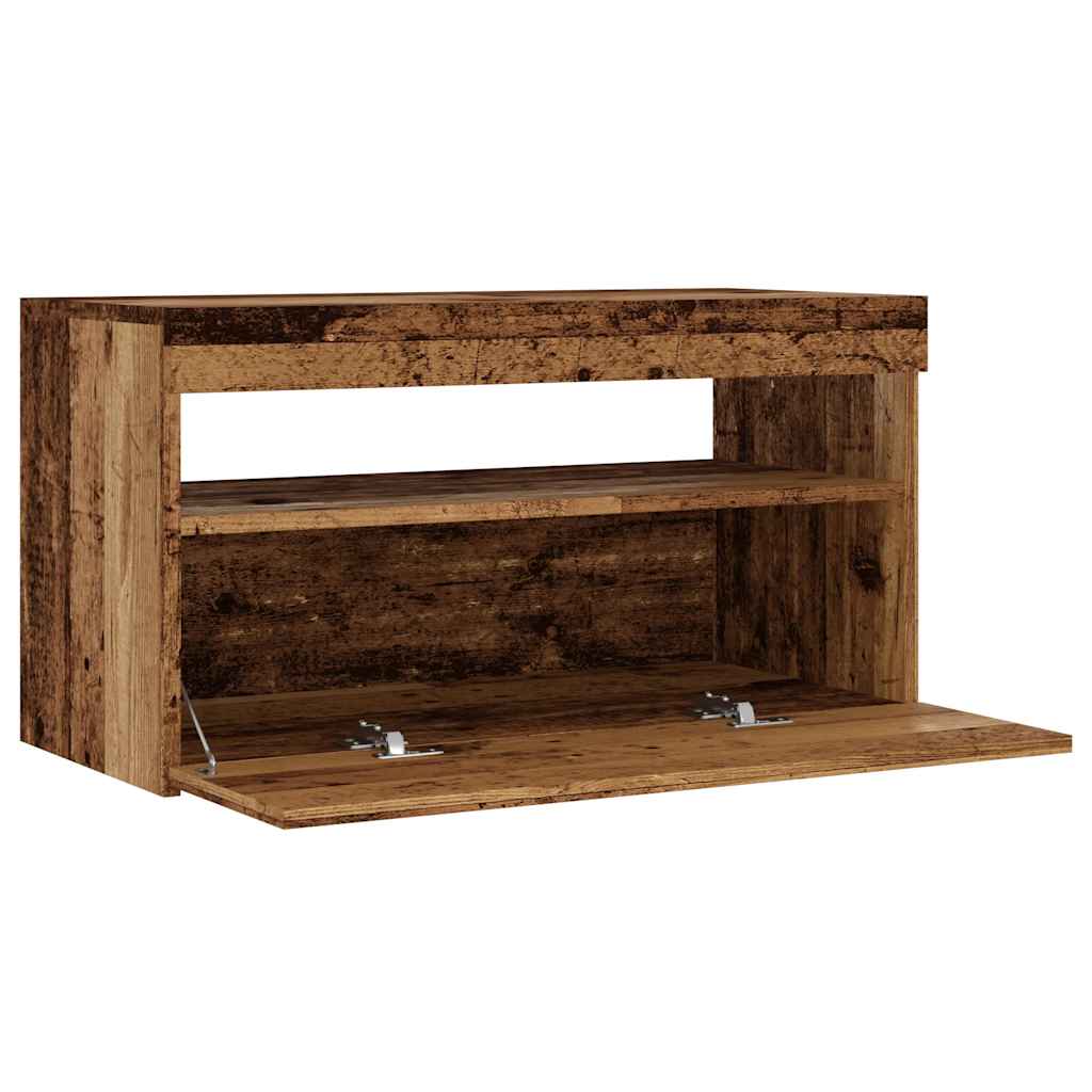 TV Cabinet with LED Lights Old Wood 75x35x40 cm Engineered Wood