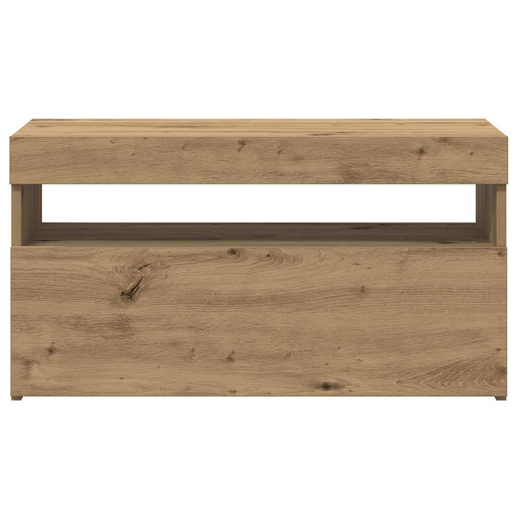 TV Cabinet with LED Lights Artisan Oak 75x35x40 cm Engineered Wood