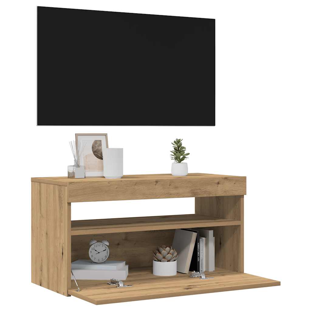 TV Cabinets with LED Lights 2 pcs Artisan Oak Engineered Wood