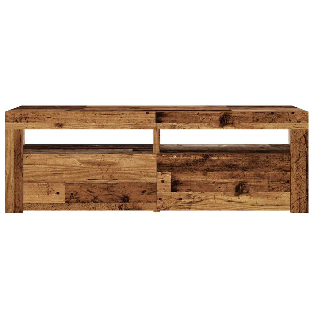 TV Cabinet with LED Lights Old Wood 120x35x40 cm Engineered Wood