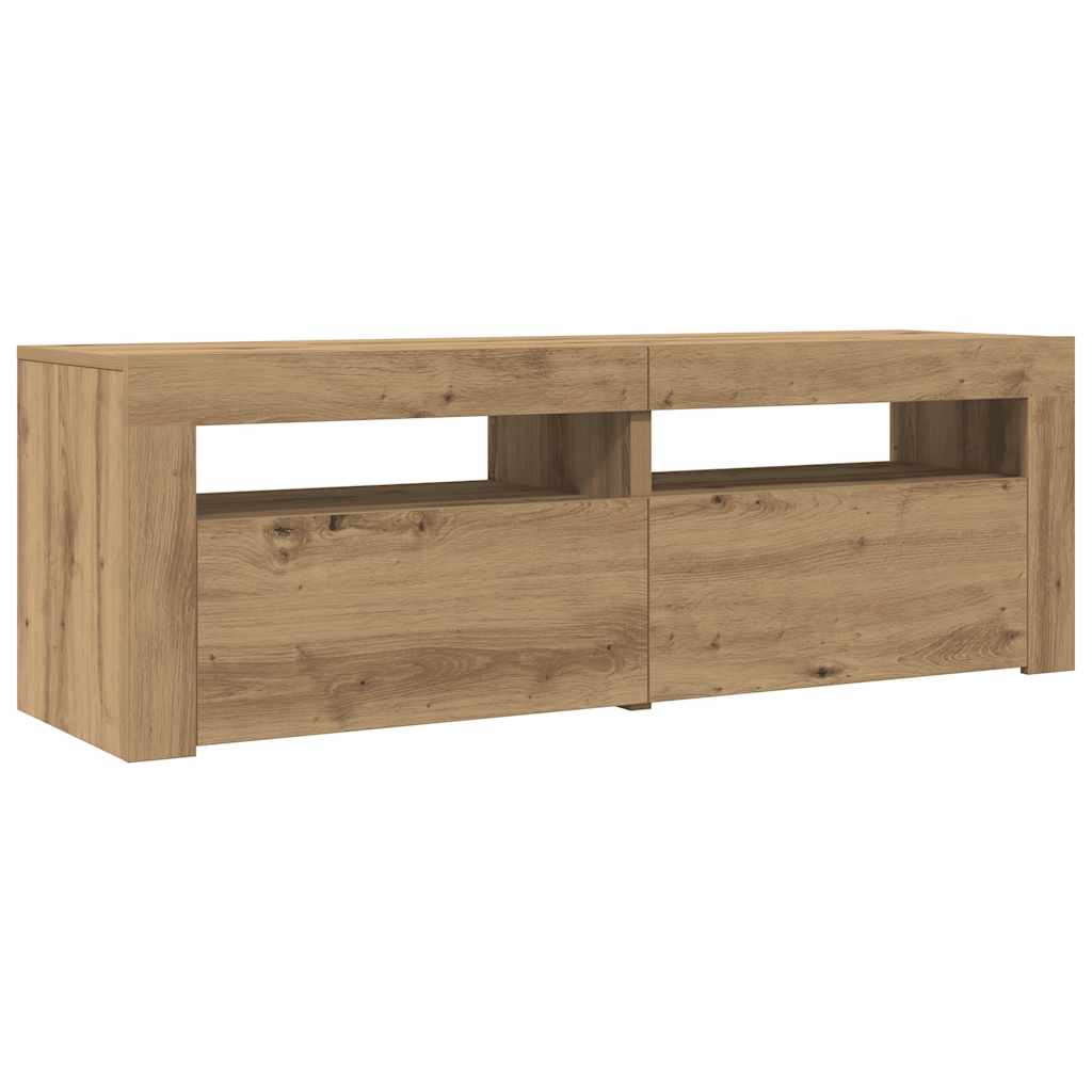 TV Cabinet with LED Lights Artisan Oak 120x35x40 cm Engineered Wood