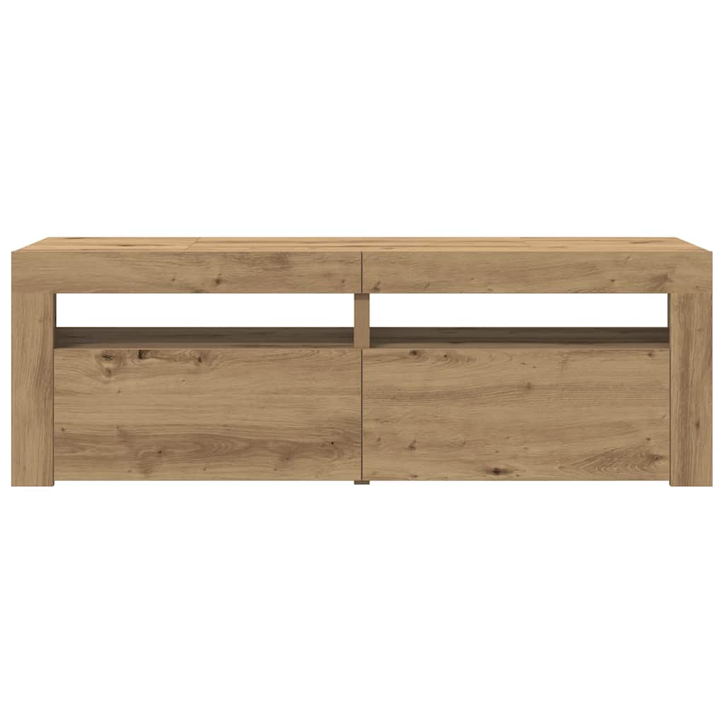 TV Cabinet with LED Lights Artisan Oak 120x35x40 cm Engineered Wood