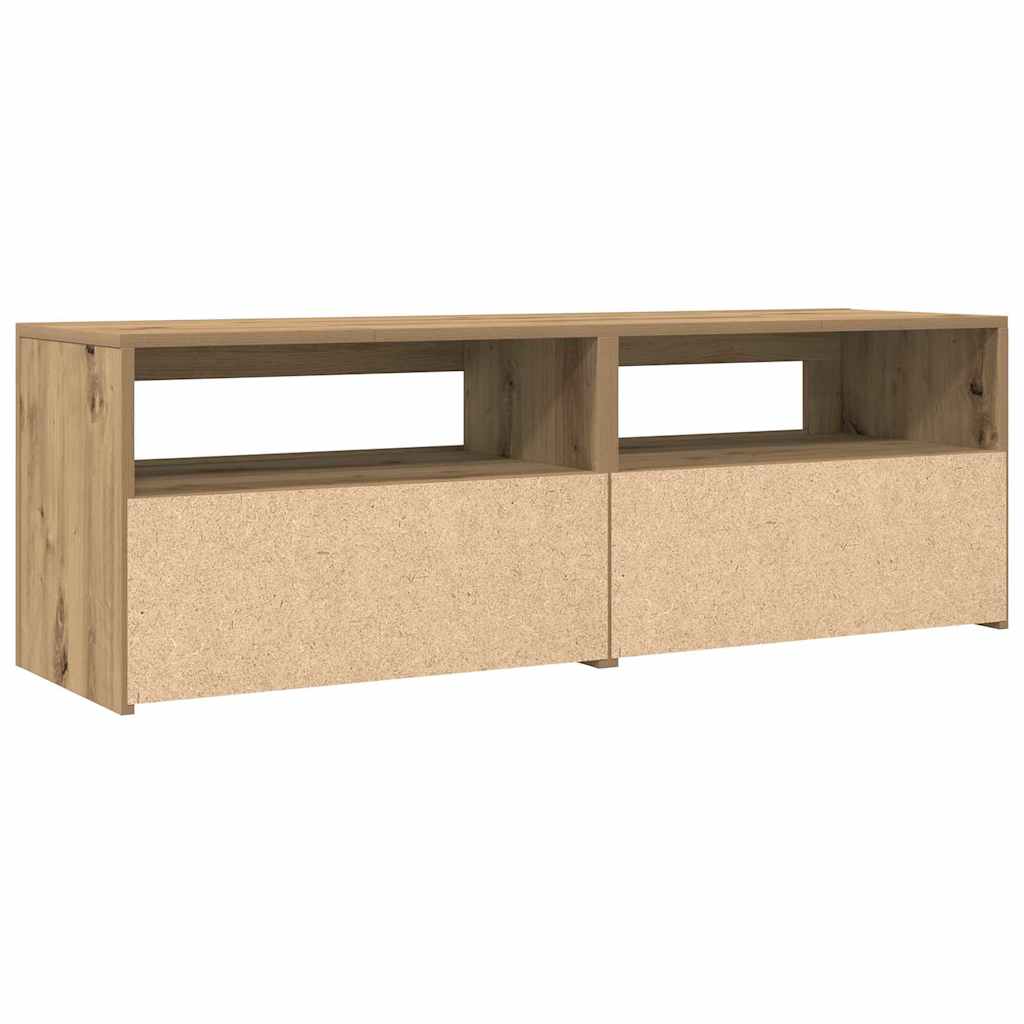 TV Cabinet with LED Lights Artisan Oak 120x35x40 cm Engineered Wood