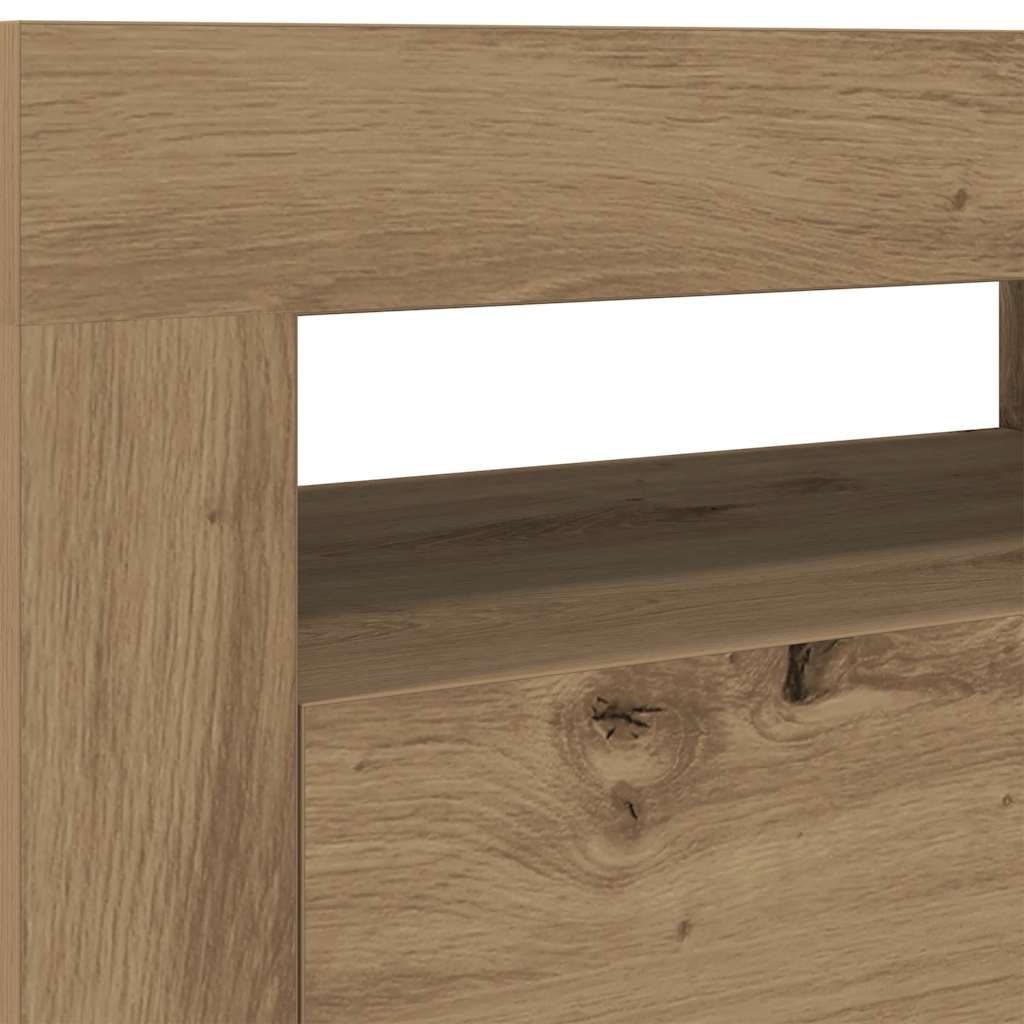 TV Cabinet with LED Lights Artisan Oak 120x35x40 cm Engineered Wood