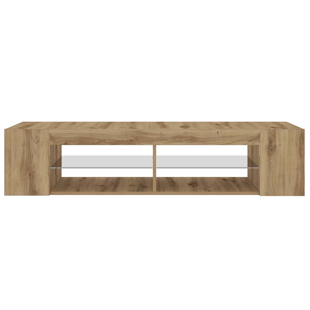 TV Cabinet with LED Lights Artisan Oak 135x39x30 cm Engineered Wood