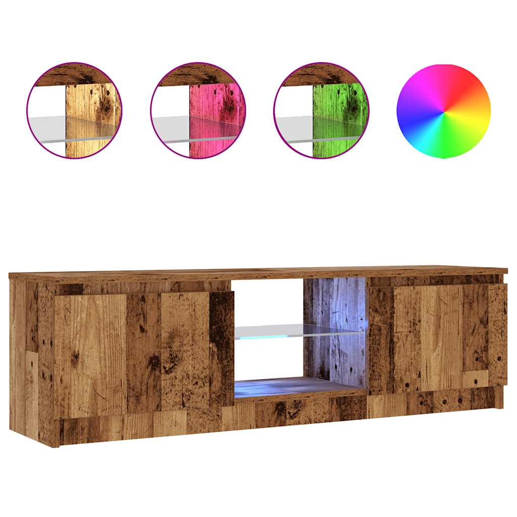 TV Cabinet with LED Lights Old Wood 120x30x36 cm Engineered Wood