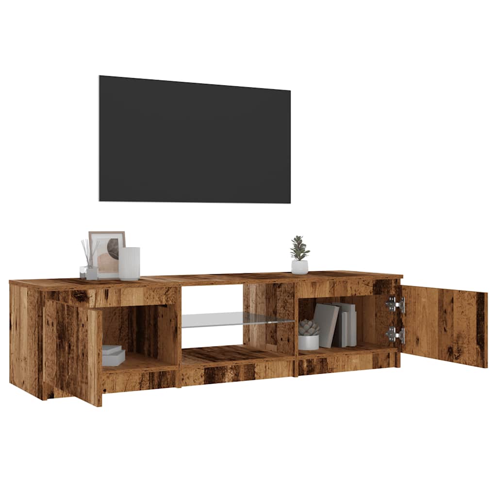 TV Cabinet with LED Lights Old Wood 140x40x35.5 cm Engineered Wood