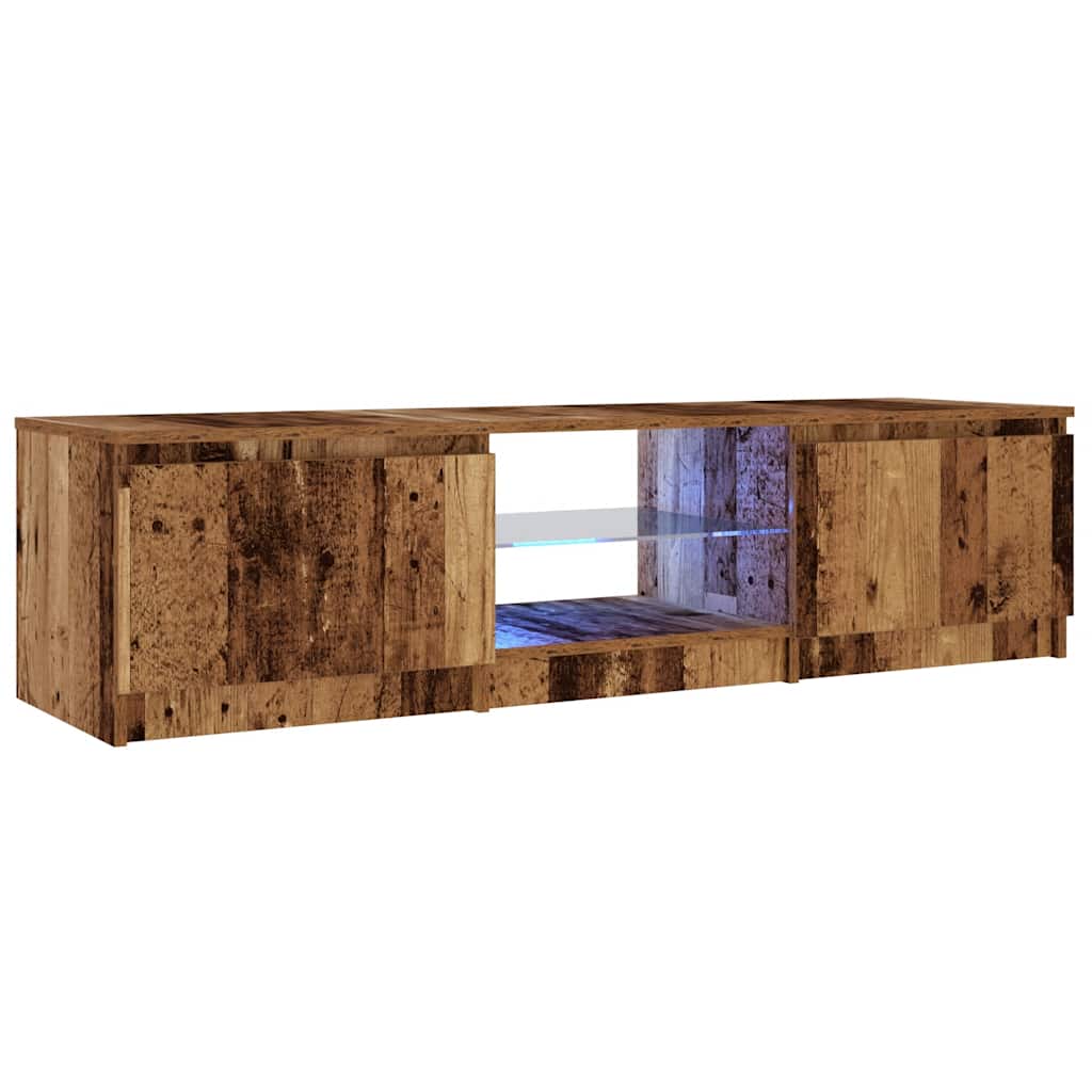 TV Cabinet with LED Lights Old Wood 140x40x35.5 cm Engineered Wood