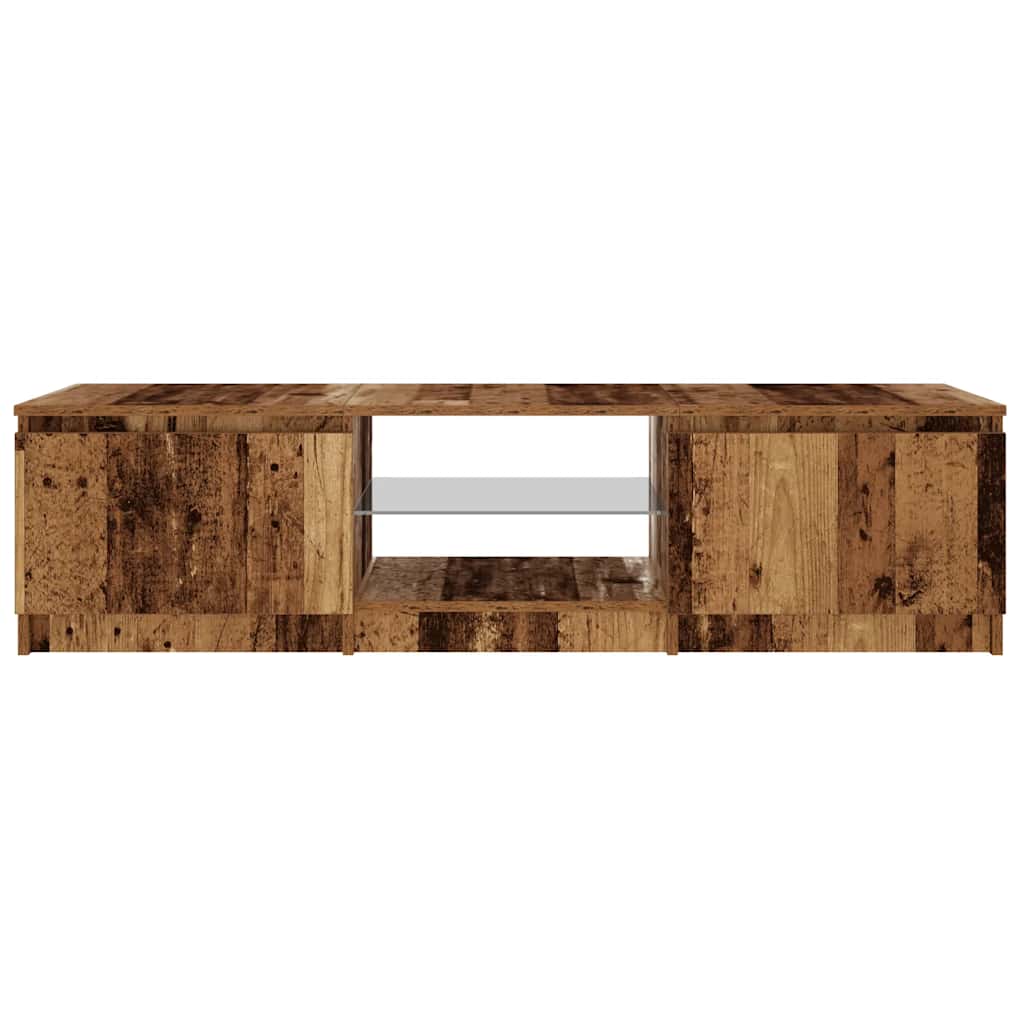 TV Cabinet with LED Lights Old Wood 140x40x35.5 cm Engineered Wood