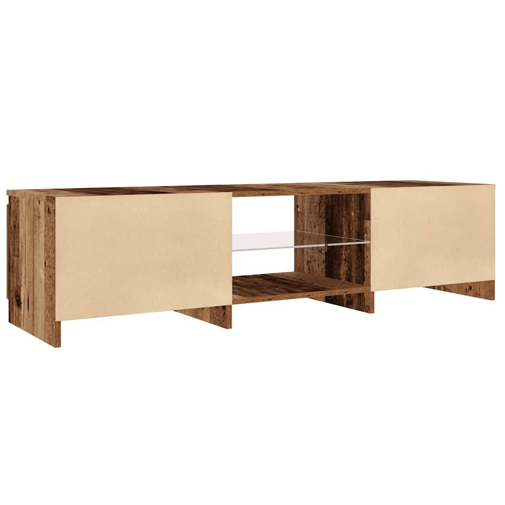 TV Cabinet with LED Lights Old Wood 140x40x35.5 cm Engineered Wood