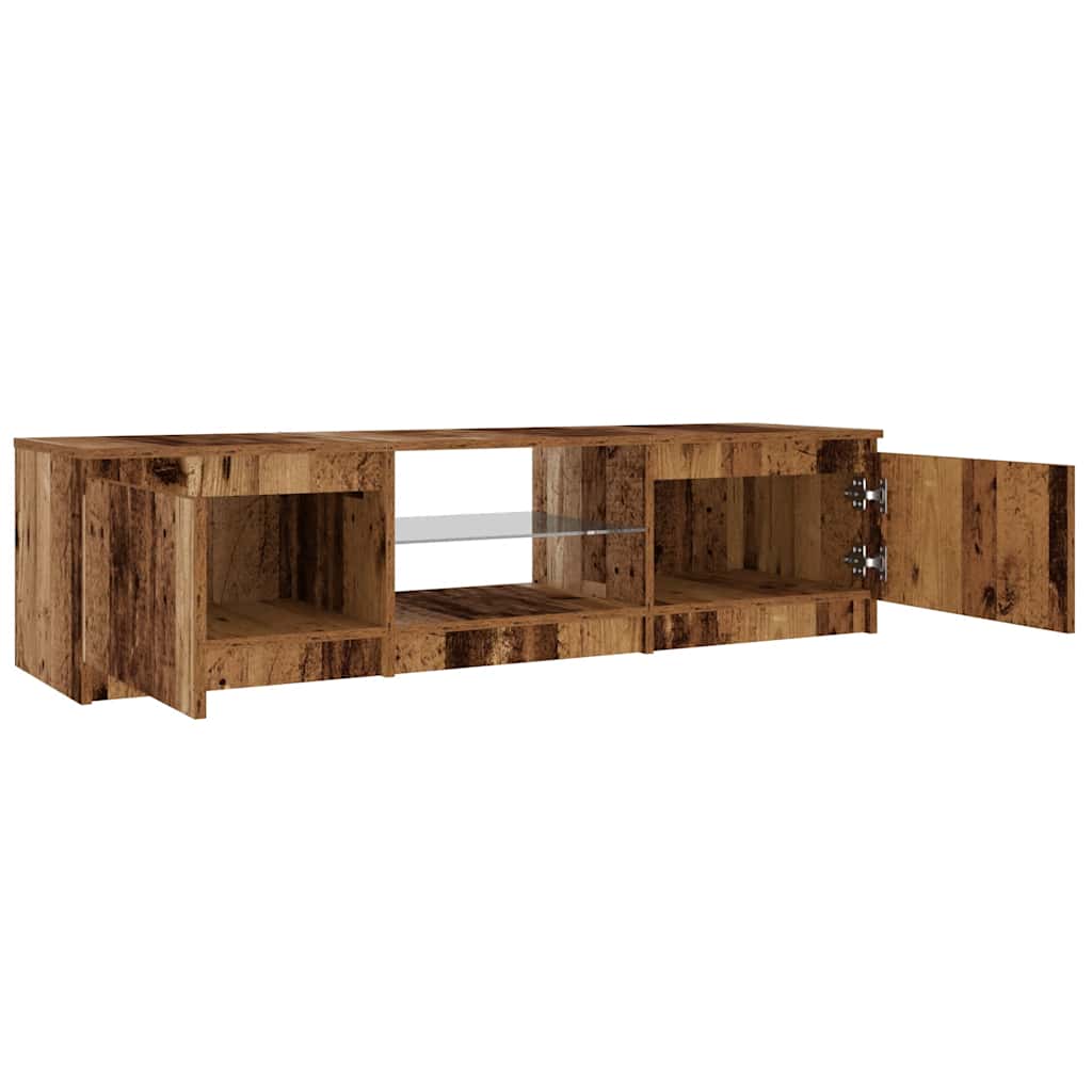 TV Cabinet with LED Lights Old Wood 140x40x35.5 cm Engineered Wood