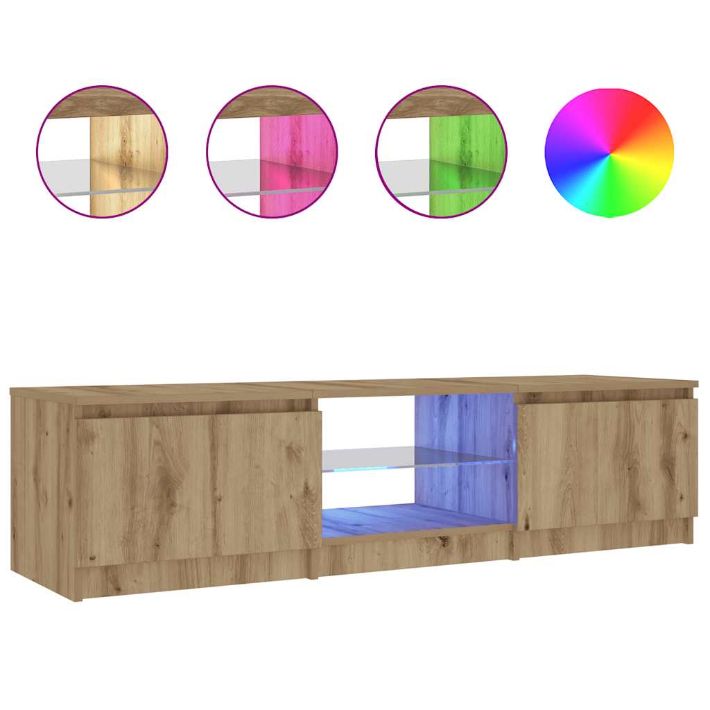 TV Cabinet with LED Lights Artisian Oak 140x40x35.5 cm Engineered Wood