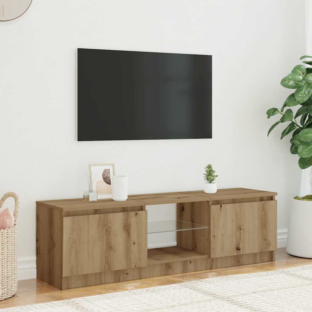 TV Cabinet with LED Lights Artisian Oak 140x40x35.5 cm Engineered Wood