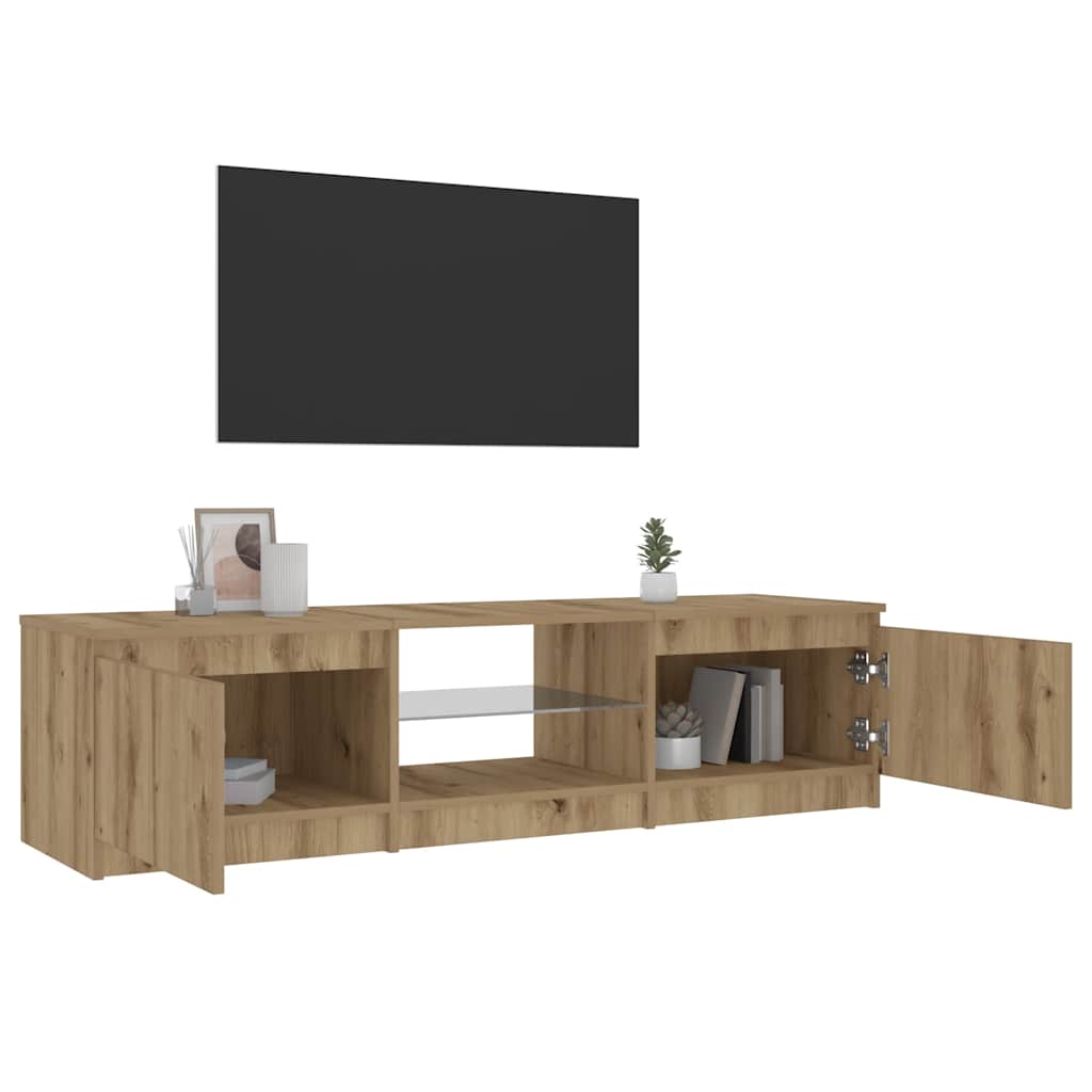 TV Cabinet with LED Lights Artisian Oak 140x40x35.5 cm Engineered Wood