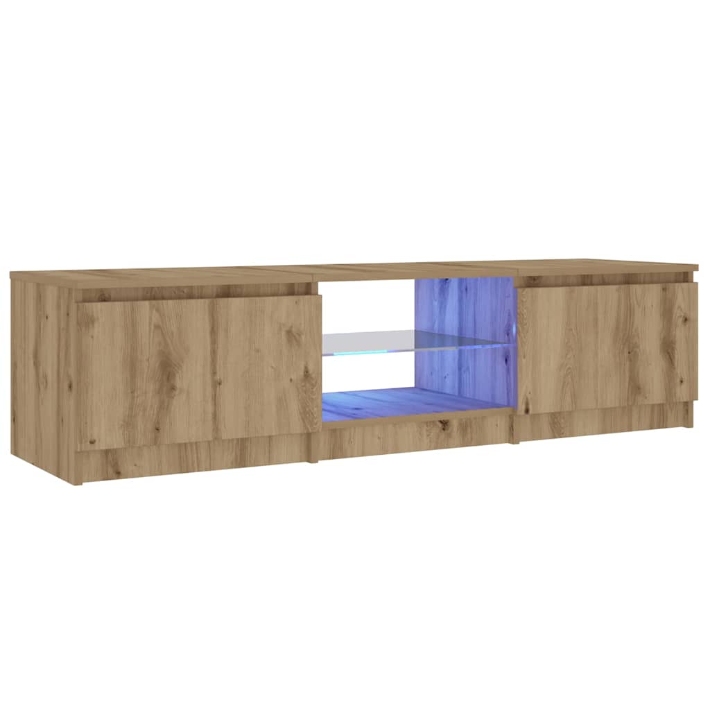 TV Cabinet with LED Lights Artisian Oak 140x40x35.5 cm Engineered Wood