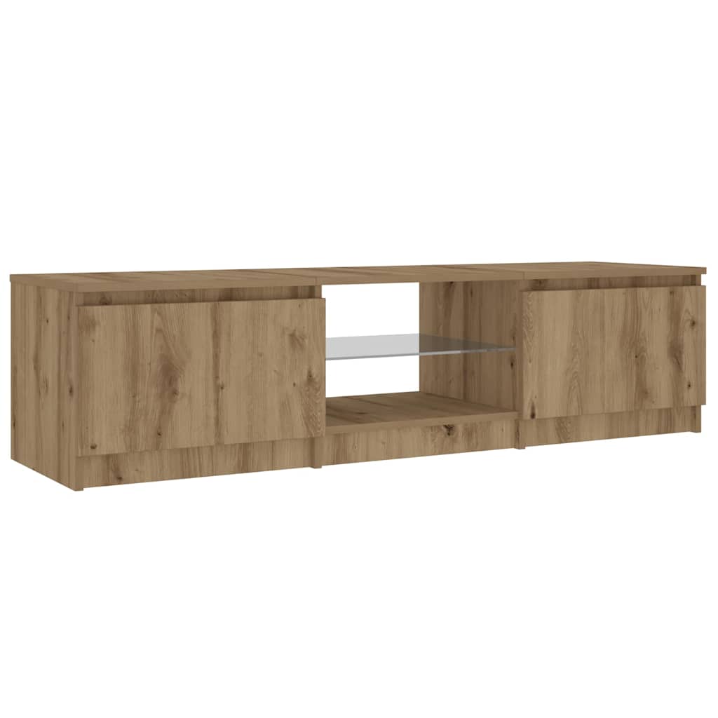 TV Cabinet with LED Lights Artisian Oak 140x40x35.5 cm Engineered Wood