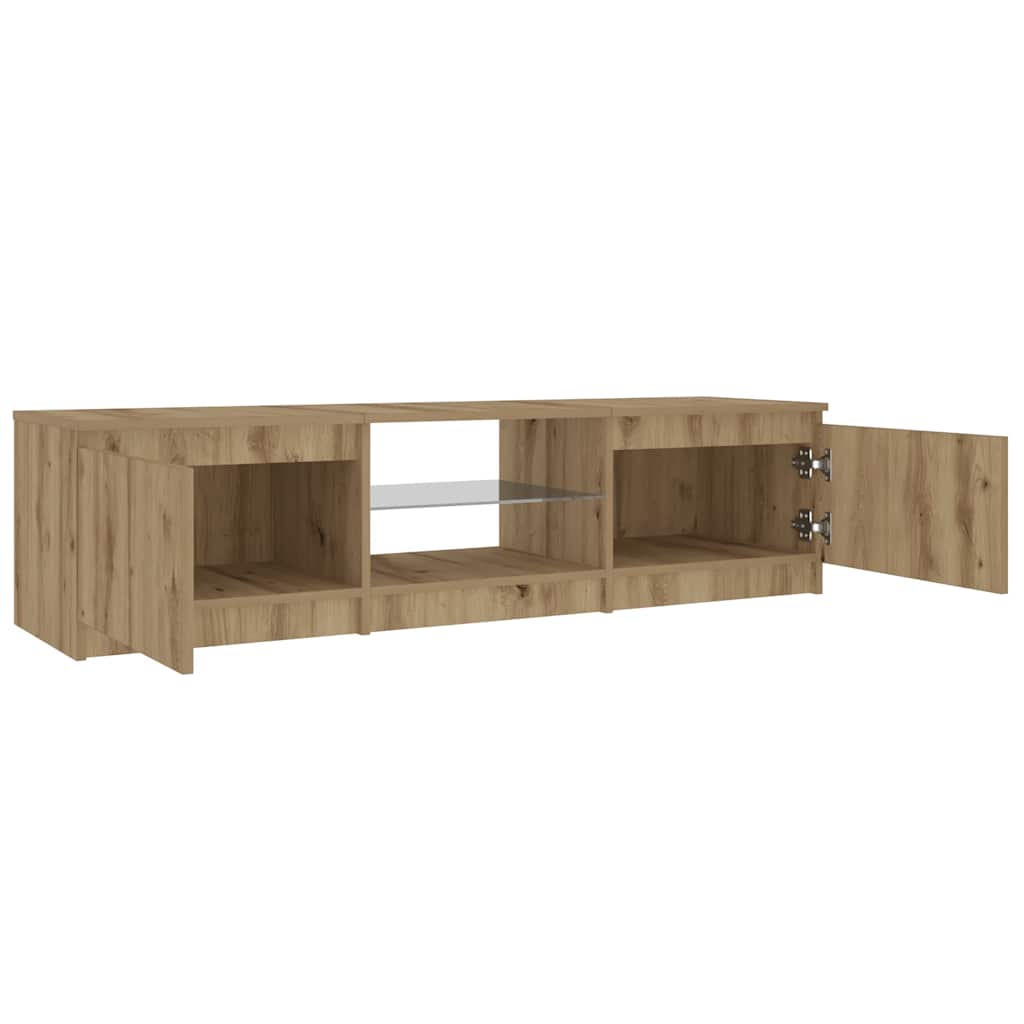 TV Cabinet with LED Lights Artisian Oak 140x40x35.5 cm Engineered Wood