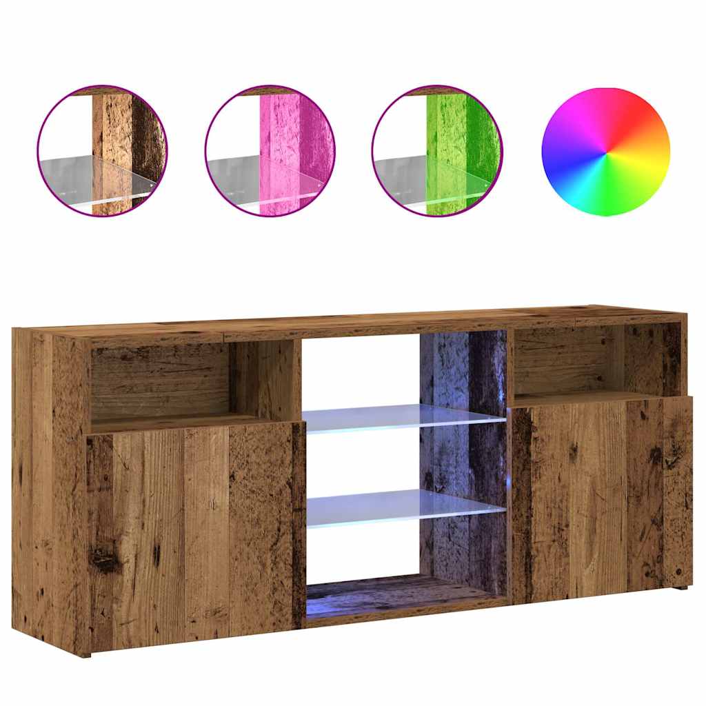 TV Cabinet with LED Lights Old Wood 120x30x50 cm Engineered Wood