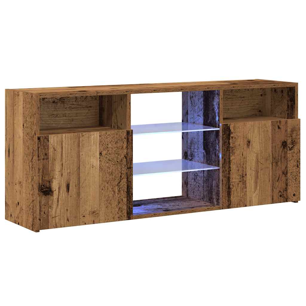 TV Cabinet with LED Lights Old Wood 120x30x50 cm Engineered Wood