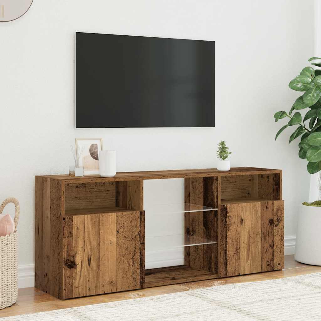 TV Cabinet with LED Lights Old Wood 120x30x50 cm Engineered Wood