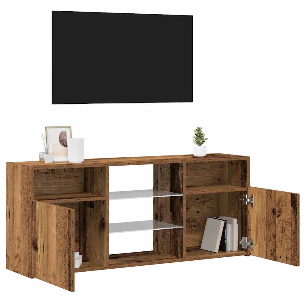 TV Cabinet with LED Lights Old Wood 120x30x50 cm Engineered Wood