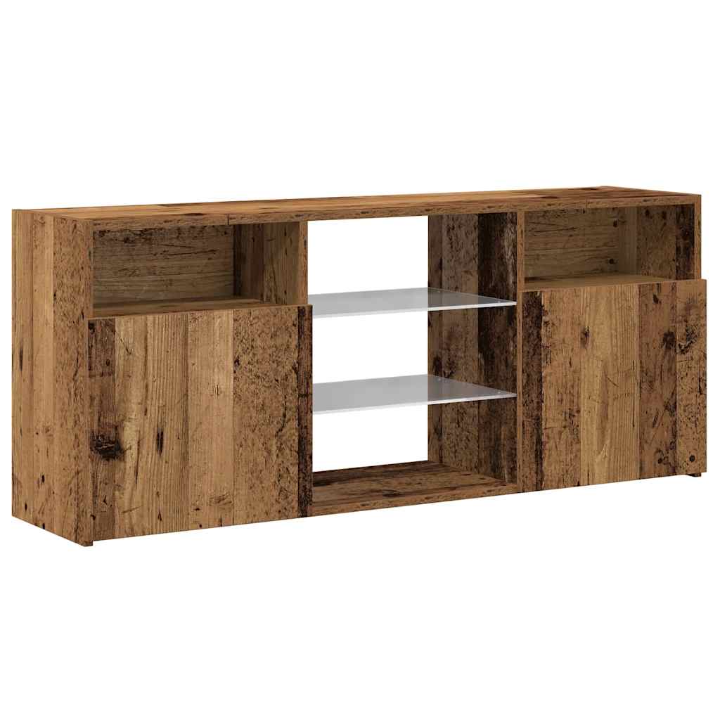 TV Cabinet with LED Lights Old Wood 120x30x50 cm Engineered Wood