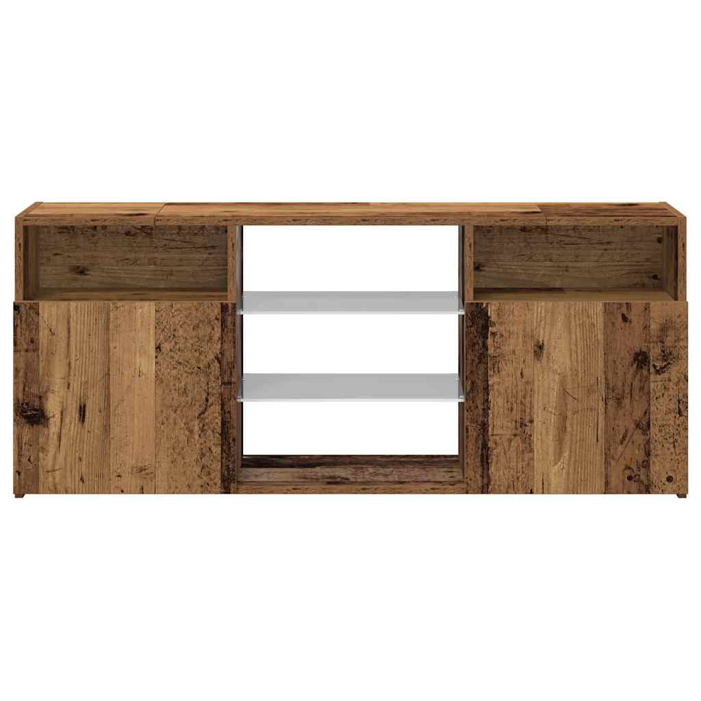 TV Cabinet with LED Lights Old Wood 120x30x50 cm Engineered Wood