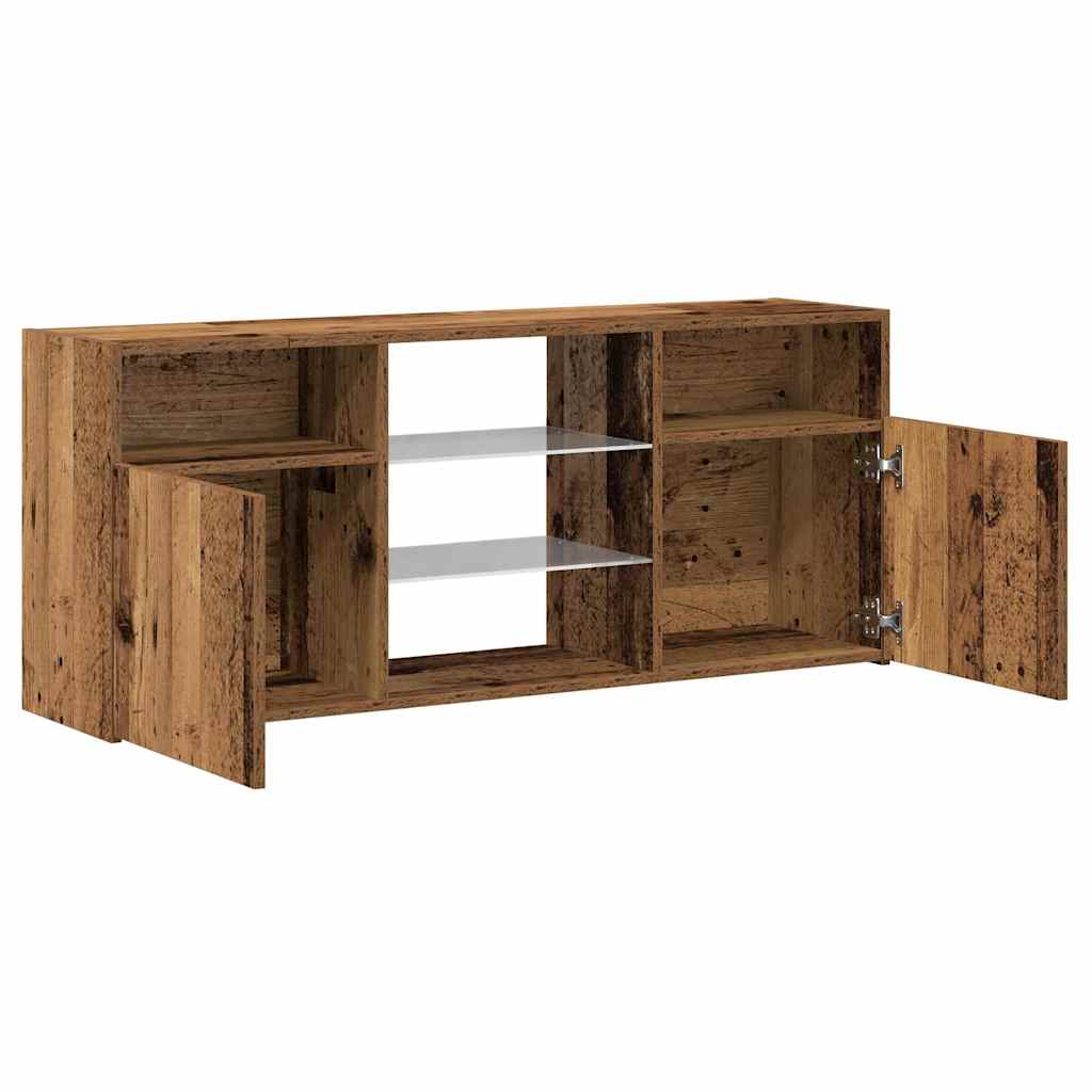 TV Cabinet with LED Lights Old Wood 120x30x50 cm Engineered Wood