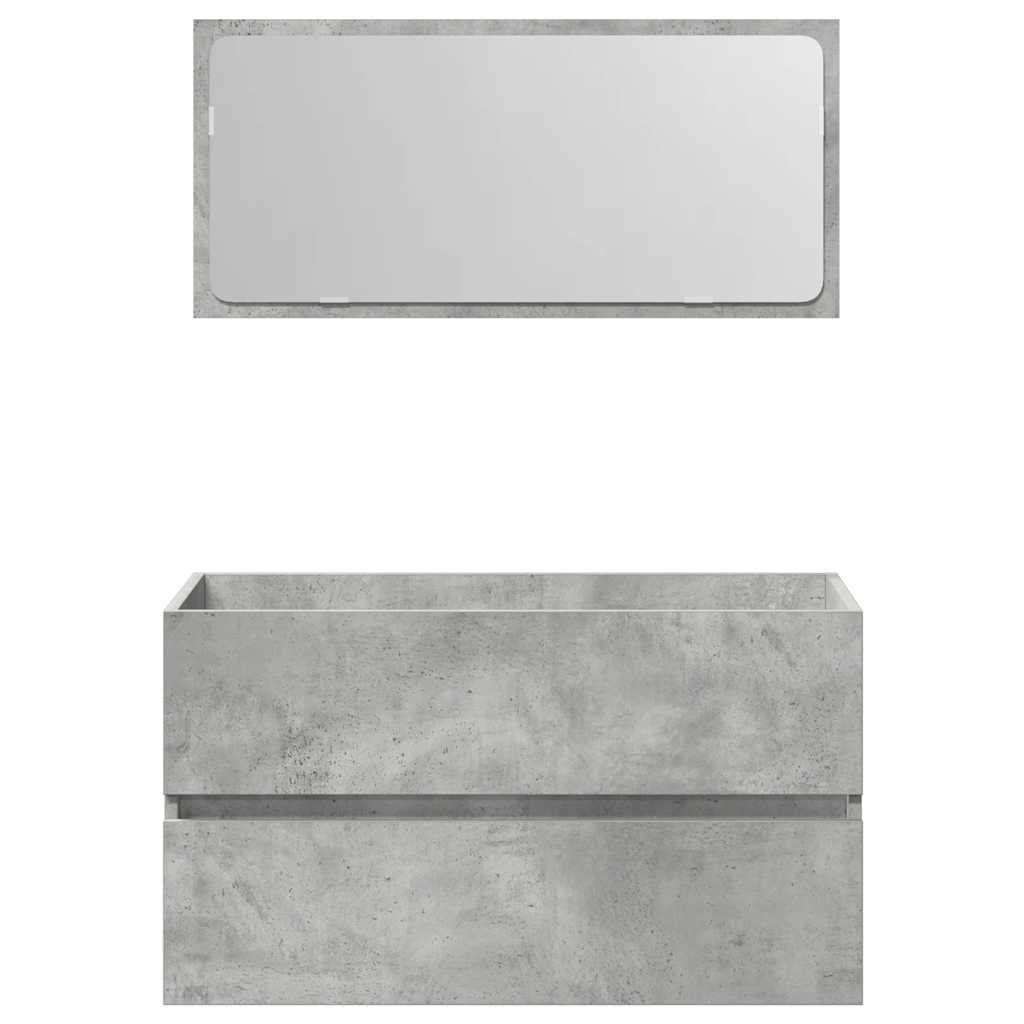Concrete Grey Engineered Wood Bathroom Cabinet with Mirror
